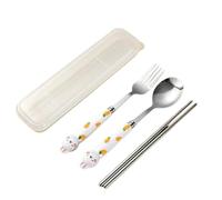 Acier inoxydable Portable Voyage 3 Pièces Couverts Ensemble avec Étui Fourchette Cuillère Baguettes pour 1 Camping Couverts pour L'école Bureau À Domicile Camping Voyage En Plein Air