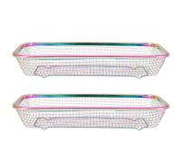 Acier Inoxydable Porte-baguettes Panier Rectangulaire, 2 Pièces | Baguettes et Couverts, Usage de Table, Drainage Intégré, Capacité Profonde, Organisateur Multi-fonction