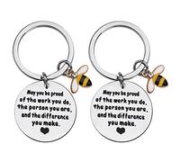 Acier Inoxydable Porte-Clés de Pendaison, 2Pcs Porte Clés Amitié Porte Clés, Porte-clés Cadeaux pour Collègue de Travail, Porte-clés cadeau de départ à la retraite Cadeau de collègue