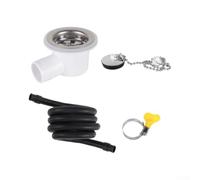 Acier inoxydable pour assemblage de vidange de camping-car, corps en ABS en | Kit complet avec tuyau de 2 m, pince, joint d'étanchéité pour étanchéité, convient pour les camping-cars et éviers de