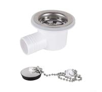 Acier inoxydable pour assemblage de vidange de camping-car, corps en ABS en | Kit complet avec tuyau de 2 m, pince, joint d'étanchéité pour étanchéité, convient pour les camping-cars et éviers de