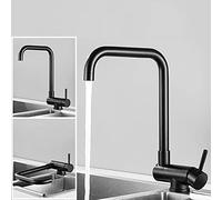 Acier Inoxydable Robinet Cuisine Rabattable sous Fenetre 360° Pivotant Chaude et Froide Un Seul Trou Mitigeur Cuisine Pliable-Noir -A