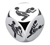 Acier inoxydable Six-Sided Dice : cadeau d'anniversaire pour femmes hommes, cadeau de Saint-Valentin pour lui, drôle ami mari, 1,6/1,8/2 cm (noir, 2 cm)