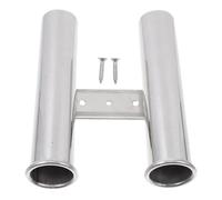 Acier Inoxydable Support de Canne à Pêche à Deux Tubes | Pêche en Bateau et Extérieur, Maintien Stable, Couleur Argenté, Libère les Mains, Usage Pratique