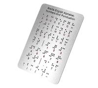 Acier Inoxydable Tableau D'apprentissage du Braille, à Points en Relief | Référence Complète pour Débutants Malvoyants, Usage Maison et Tutorat Parental, Couleur Argenté