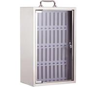 Acier Inoxydable Transparent Cellule Phoes Stockage Cabiet Mur Mouted Pocket Chart Boîte De Casier De Stockage avec Serrure De Sécurité Et Carryig Hadle pour Salle De Classe Bureau, 36 Slots