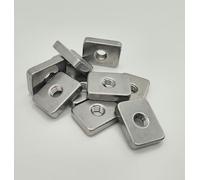 Acier inoxydable V2A NST_10M8 Écrou coulissant M6/M8, pour profilés en aluminium, barres de toit, rail en C écrou carré 21 mm 20 mm (10, M8 (20 x 25 x 6,5 mm)