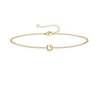 Acier Naturelle Lune Avec Acier Bijoux et femmes, bijoux 1 bracelet initiale en plaqué or/argent, bracelets délicats en or pour femmes, bracelets initiales Bracelets Amoureux Bleu (G, One Size)