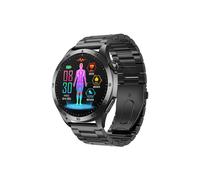 (Acier Noir) Montre connectée pour hommes et femmes Glycémie Lipides Acide urique ECG Température corporelle Appels Bluetooth