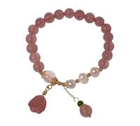 Acier Perlé Couple Acier Bracelet Bijoux Pendant Smooth Elastic Regular Fit Lady Birthday Exquisite Lightweight Wrist Bracelet Jewelry Largeur Perles Connecté Petite Bracelet Anneaux (Red, One Size)