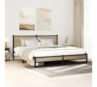 Acier robuste design intemporel chambre Modèle classique Brun 160 x 200 cm | Cadre de lit en métal robuste sans matelas chêne sonoma 160x200 cm sommier renforcé pour chambre moderne
