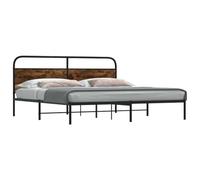 Acier robuste élégance intemporelle tête de lit brun 193x203 cm | Cadre de lit en métal sans matelas chêne fumé 193x203 cm sommier renforcé lit plateforme industriel robuste chambre adulte