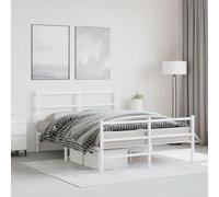 Acier robuste élégant intemporel chambre classique lattes pieds centraux | Cadre de lit métal robuste sans matelas 140x200 blanc avec pieds inclus sommier renforcé chambre moderne