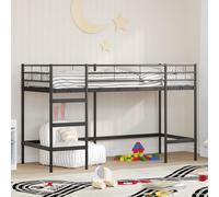 Acier robuste finition mate mezzanine gain de place Noir 99 5 x 190 cm | Lit Mezzanine Enfant Noir 99,5x190 cm Acier cadre robuste avec rangement compact sécurité murale chambre moderne