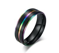 Acier Titane Hommes Bicolore Bague Rainure Chambre Noir Sept Couleur Bague Mode Tendance Bijoux