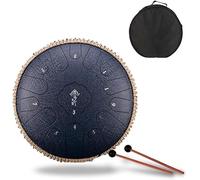 Acier Tongue Drum 15 Notes 12.5inch Tongue Drum Percussion Envoyer Tote Bag Tambour Marteau Partition Musique Finger Set Mat Acier Alliage Drum C Clé Débutant Zen Drum PE, Navy Blue