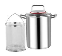 Acier Verser Fryer 3, 5 L Pot de friture en acier inoxydable avec panier et couvercle d'huile de couvercle avec poignée pour friture du poisson poisson poulet et frites