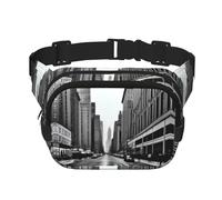 aCity Street Square Sac banane double couche avec sangle réglable pour activités de plein air, noir, taille unique, Noir , Taille unique