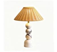 Acivirdde Lampe de table en rotin avec base en marbre, idéale une entrée, un salon ou un comptoir de cuisine.