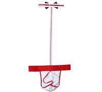 Acizi Hommes Sexy Collared Bow Tie Bodysuit Thong Butler Teddy Costume sous-vêtements (Rouge)