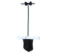 Acizi Hommes Sexy Collared Bow Tie Bodysuit Thong Butler Teddy Costume sous-v괥ments (Noir),Taille unique