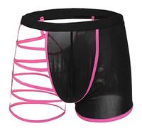 Acizi Les sous-vêtements Sexy des sous-vêtements Souples de Boxeur élastique de Poche cachent Un côté (Rose Vif)