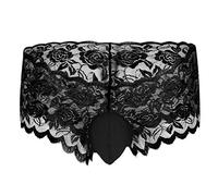 Acizi Sissy Pouch Culottes Hommes Silky Lace Bikini Briefs sous-vêtements Girly Sexy pour Hommes (Noir, M)