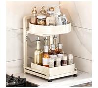 ACJSDGL Grand organiseur à épices rotatif 27 x 29 x 43 cm, étagère de rangement à 2 niveaux pivotante à 360°, pour meuble de cuisine à plateau tournant, montage rapide, blanc