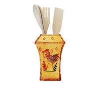 ACK Bamboo Rooster Paint Ustensiles en c ramique peint la main avec porte-ustensiles en bois Ustensile Ustensile Crock Modern Kitchen Decor Cui