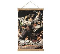 Ackerman Attack on Titan Scroll Poster en tissu Cadre en bois à suspendre pour décoration de chambre Kit cadeau