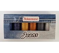 Ackermann® Kit de fil de couture de grosseur 80 pour jean - 6 x 150 m