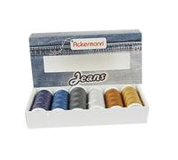 Ackermann® Jeans Lot de 4 bobines de Fil de Jean Couleurs Mix Jeans 4 x épaisseur 30 à 70 m et 2 x épaisseur 80 à 150 m