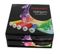 Ackermann Universal 120 Set de Fils à Coudre universels livrés dans Une boîte Pratique 36 Couleurs Bobines de 200 m Fil synthétique