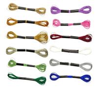 ACKKOR 12 échevins Fil à Broder métallique, Multicolore, pour Couture Main et Loisirs créatifs, 8m, 12 brins