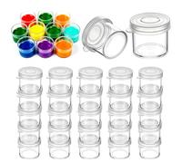 ACKKOR 25 Pots de Peinture Vides avec Couvercles, Mini Godets de Peinture Transparents 10ml, Récipients en Plastique pour Peinture, Arts Plastiques, Fournitures Scolaires et Loisirs Créatifs