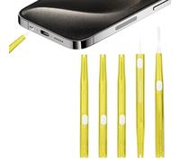 ACKKOR Kit de Nettoyage 5 pcs pour Port de Chargement, Mini Kit à Double Face avec Brosse & Crochet pour USB-C, Compatible avec Téléphones Mobiles, Écouteurs, Chargeurs, Haut-Parleurs (Jaune)