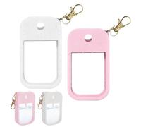 ACKKOR Lot de 2 Étui en Silicone pour Spray Désinfectant Mains (30 ml/1 Fl Oz), avec Porte-clés, pour Voyage, Travail et École (Rose et Blanc)