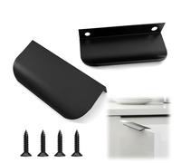 ACKKOR Lot de 2 Poignées de Cuisine Noir, Poignée de Tiroir Profilé Invisible, Tirage de Doigt en Aluminium pour Placard, 80mm Noir Mat