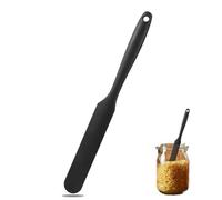 ACKKOR Spatule en Silicone pour Pots, Petite spatule Mince avec Manche Long pour gratter sauces, pâtes et levains, adaptée aux Petits contenants (Noir)