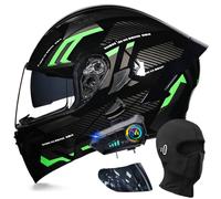 ACLFFSHOP Bluetooth Modulable Casque Moto Homologué ECE, Flip Up Casque Adulte Moto avec Double Visière pour Anti-Collision Casque Scooter Casque Integral Modulable pour Homme Femme M~XXL