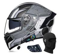 ACLFFSHOP Casque moto modulaire Bluetooth, double visière intégrale, homologué DOT/ECE, haut-parleurs et microphone doubles, pour adultes