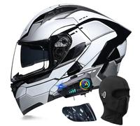 ACLFFSHOP Casque moto modulaire Bluetooth, double visière intégrale, homologué DOT/ECE, haut-parleurs et microphone doubles, pour adultes