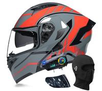 ACLFFSHOP Casque moto modulaire Bluetooth, double visière intégrale, homologué DOT/ECE, haut-parleurs et microphone, pour adultes