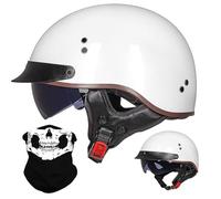 ACLFFSHOP Demi Casque De Moto, Casque Jet Rétro, Casque Bol Moto Homologué ECE, Casques Vintage à Face Ouverte, avec Pare-Soleil et Doublure Intérieure Amovible, pour Vélos Motos Scooter