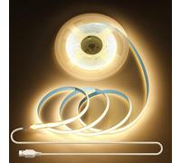 Aclorol Bande LED COB 5 V blanc chaud 3000 K flexible avec port USB 3 m 960 LED 8 mm de large avec autocollant pour rétroéclairage TV, sous armoires de cuisine, salon