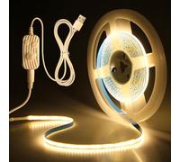 Aclorol Bande LED COB USB 5 V avec détecteur de mouvement 2 m 640 LED à intensité variable activée par le mouvement marche/arrêt automatique sous le lit Blanc chaud COB Lumières flexibles pour