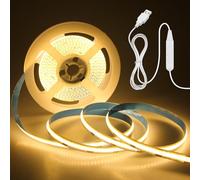 Aclorol Bande lumineuse LED 3M COB - Blanc chaud - 3000 K - 5 V - USB - Flexible - Largeur : 8 mm - Intensité variable - CRI85+ - Bande lumineuse sans points - Haute densité - 320 LED/M - Pour chambre