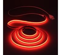 Aclorol Bande lumineuse LED COB 5 V alimentée par USB Rouge 1 m 320 LED CRI85+ Bande lumineuse LED flexible 1 m pour TV, mur, secrétaire, armoire, lit et autres éclairages à faire soi-même