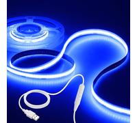 Aclorol Bande lumineuse LED COB bleue USB 1M à intensité variable Bande lumineuse flexible 320LED/M sans points Éclairage LED TV avec 1,5M alimenté par USB pour rétroéclairage de moniteur Décoration
