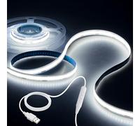 Aclorol Bande Lumineuse LED COB USB à Intensité Variable - Rétroéclairage TV Haute Densité Blanc Froid Flexible 1 m Avec 1,5 m - Alimenté par USB pour Éclairage Sous Armoire Lit 320/M CRI85+
